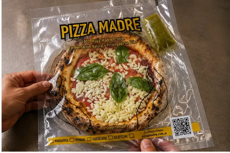 Sacar la pizza del envase al vacío